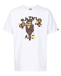 T-shirt à col rond imprimé blanc A Bathing Ape