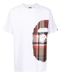 T-shirt à col rond imprimé blanc A Bathing Ape