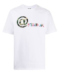 T-shirt à col rond imprimé blanc A Bathing Ape