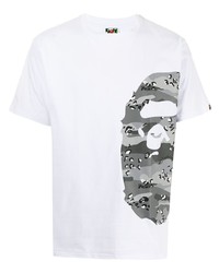 T-shirt à col rond imprimé blanc A Bathing Ape