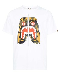 T-shirt à col rond imprimé blanc A Bathing Ape