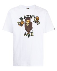 T-shirt à col rond imprimé blanc A Bathing Ape