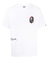 T-shirt à col rond imprimé blanc A Bathing Ape