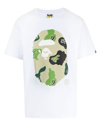 T-shirt à col rond imprimé blanc A Bathing Ape