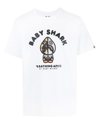 T-shirt à col rond imprimé blanc A Bathing Ape