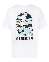 T-shirt à col rond imprimé blanc A Bathing Ape