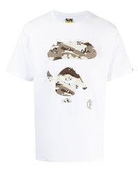 T-shirt à col rond imprimé blanc A Bathing Ape