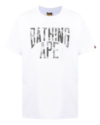 T-shirt à col rond imprimé blanc A Bathing Ape