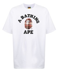 T-shirt à col rond imprimé blanc A Bathing Ape