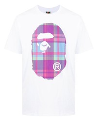 T-shirt à col rond imprimé blanc A Bathing Ape