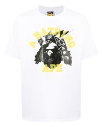 T-shirt à col rond imprimé blanc A Bathing Ape