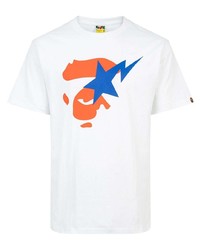 T-shirt à col rond imprimé blanc A Bathing Ape