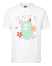 T-shirt à col rond imprimé blanc A Bathing Ape