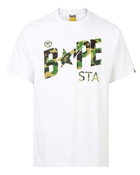 T-shirt à col rond imprimé blanc A Bathing Ape