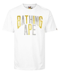 T-shirt à col rond imprimé blanc A Bathing Ape