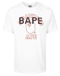 T-shirt à col rond imprimé blanc A Bathing Ape