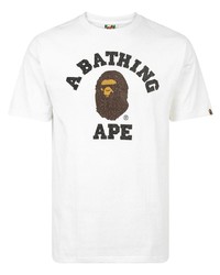 T-shirt à col rond imprimé blanc A Bathing Ape