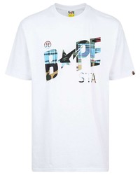 T-shirt à col rond imprimé blanc A Bathing Ape