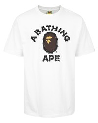 T-shirt à col rond imprimé blanc A Bathing Ape