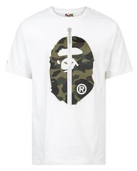 T-shirt à col rond imprimé blanc A Bathing Ape