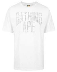 T-shirt à col rond imprimé blanc A Bathing Ape