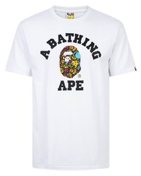 T-shirt à col rond imprimé blanc A Bathing Ape