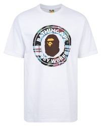 T-shirt à col rond imprimé blanc A Bathing Ape