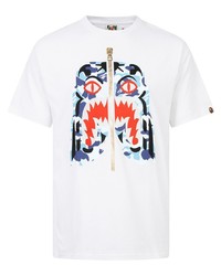 T-shirt à col rond imprimé blanc A Bathing Ape