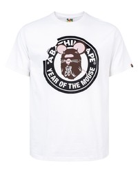 T-shirt à col rond imprimé blanc A Bathing Ape