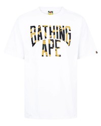 T-shirt à col rond imprimé blanc A Bathing Ape