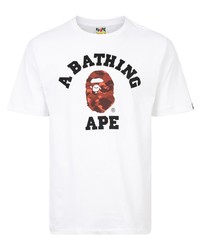 T-shirt à col rond imprimé blanc A Bathing Ape