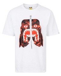 T-shirt à col rond imprimé blanc A Bathing Ape