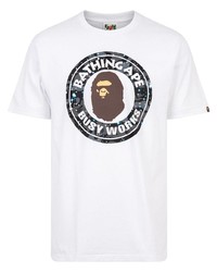 T-shirt à col rond imprimé blanc A Bathing Ape