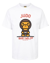 T-shirt à col rond imprimé blanc A Bathing Ape