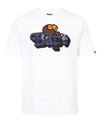 T-shirt à col rond imprimé blanc A Bathing Ape