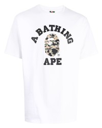 T-shirt à col rond imprimé blanc A Bathing Ape