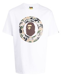 T-shirt à col rond imprimé blanc A Bathing Ape