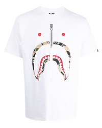 T-shirt à col rond imprimé blanc A Bathing Ape