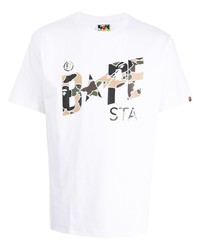 T-shirt à col rond imprimé blanc A Bathing Ape