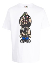 T-shirt à col rond imprimé blanc A Bathing Ape