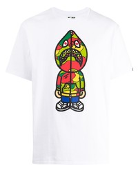 T-shirt à col rond imprimé blanc A Bathing Ape