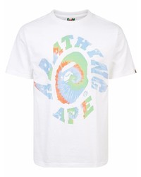 T-shirt à col rond imprimé blanc A Bathing Ape