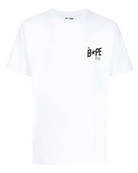 T-shirt à col rond imprimé blanc A Bathing Ape