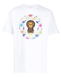 T-shirt à col rond imprimé blanc A Bathing Ape