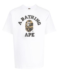 T-shirt à col rond imprimé blanc A Bathing Ape