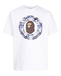 T-shirt à col rond imprimé blanc A Bathing Ape