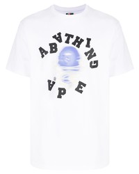 T-shirt à col rond imprimé blanc A Bathing Ape