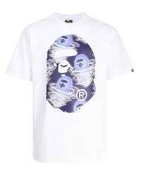 T-shirt à col rond imprimé blanc A Bathing Ape