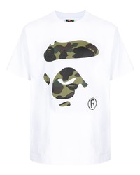 T-shirt à col rond imprimé blanc A Bathing Ape