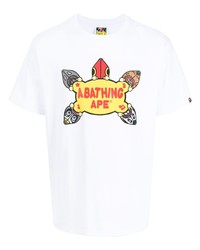 T-shirt à col rond imprimé blanc A Bathing Ape